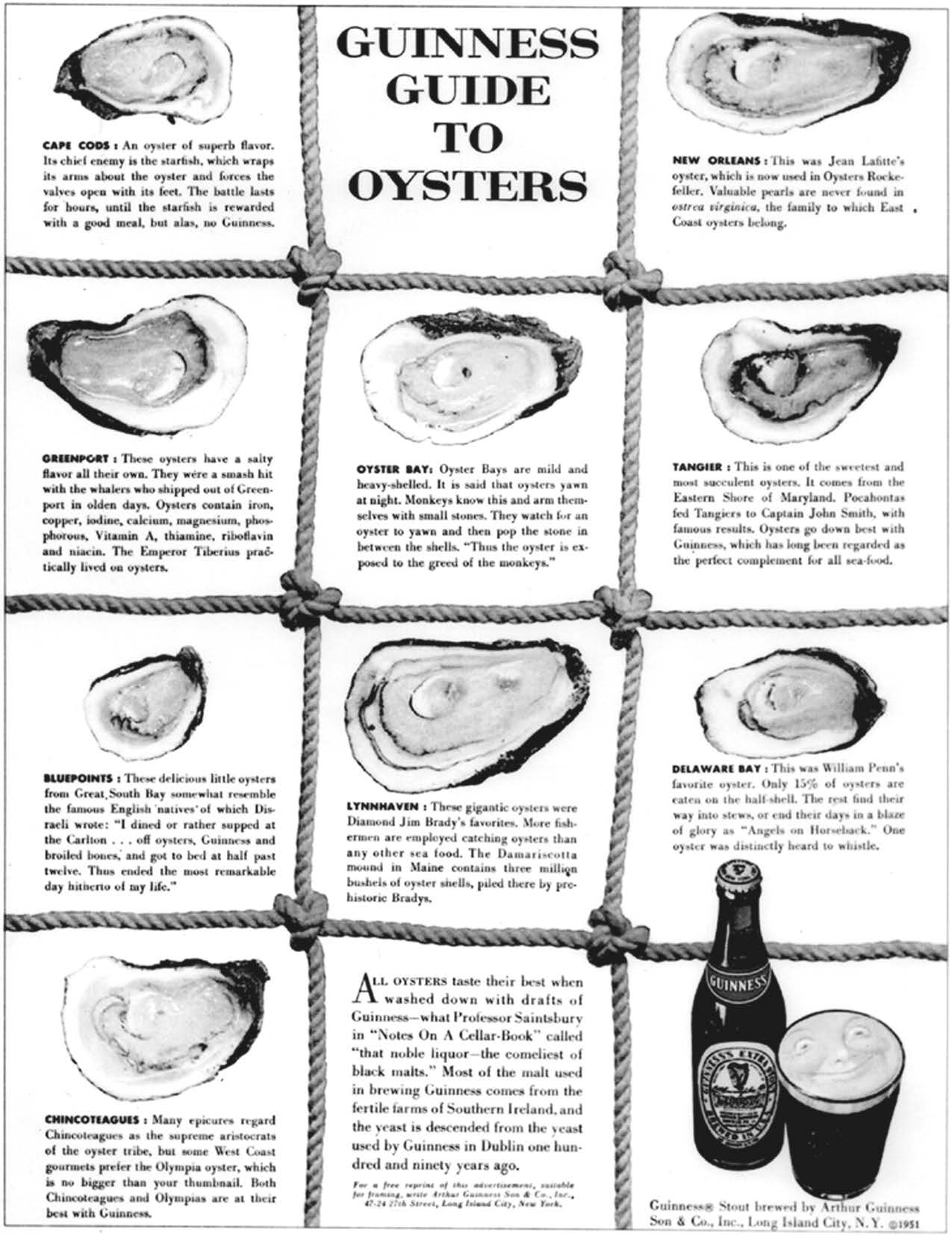 健力士牡蛎指南 Guinness Guide to Oysters——提供实用信息的广告