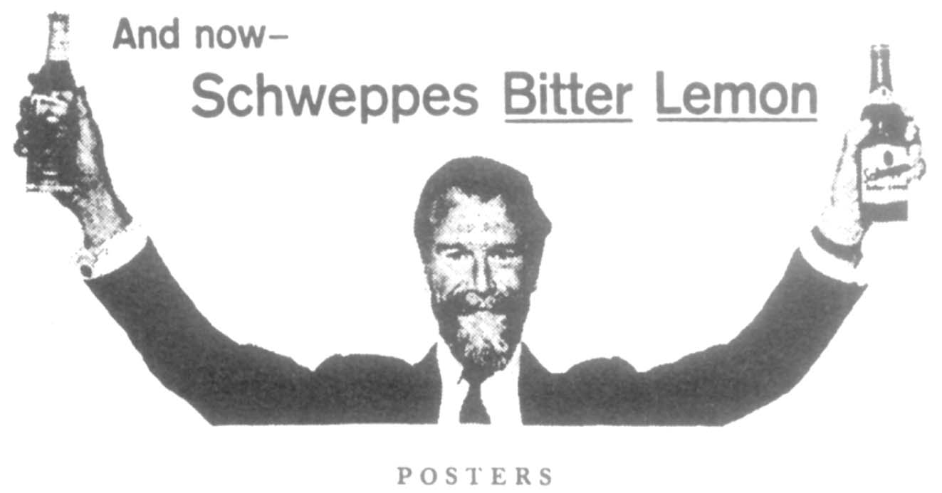 怡泉 Schweppes Bitter Lemon 海报——惠特海德少校把品牌人格化