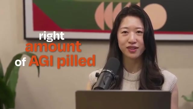 片头金句卡：「恰到好处的 AGI 信仰（the right amount of AGI pilled）」——本期贯穿全场的暗线，Cat 反复强调难点不在为想象中的超级 AGI 造产品，而在拿捏对