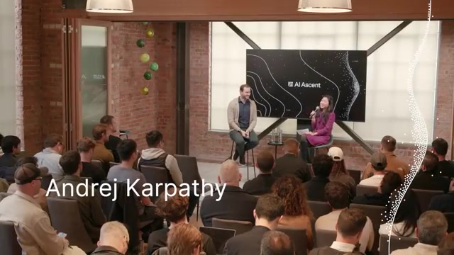 Sequoia「AI Ascent」炉边对话现场：Andrej Karpathy（左）与主持人对谈