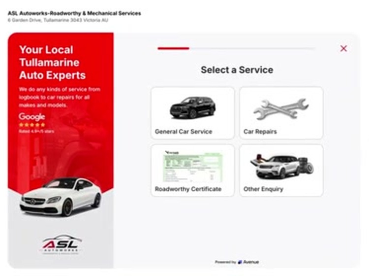 客户 ASL Autoworks 的品牌化预约表单