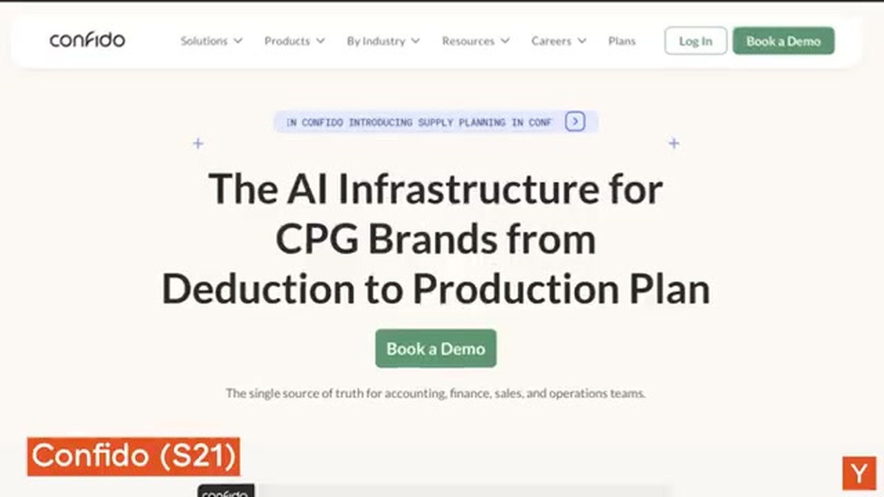 Confido 官网首屏：The AI Infrastructure for CPG Brands