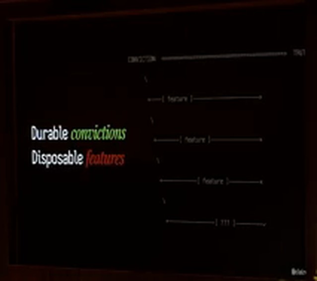 舞台大屏：Durable convictions / Disposable features