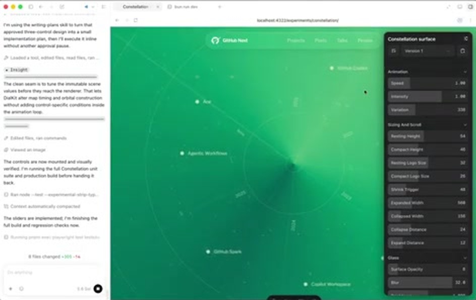 星座图实验页右侧多出 Constellation surface 调参面板