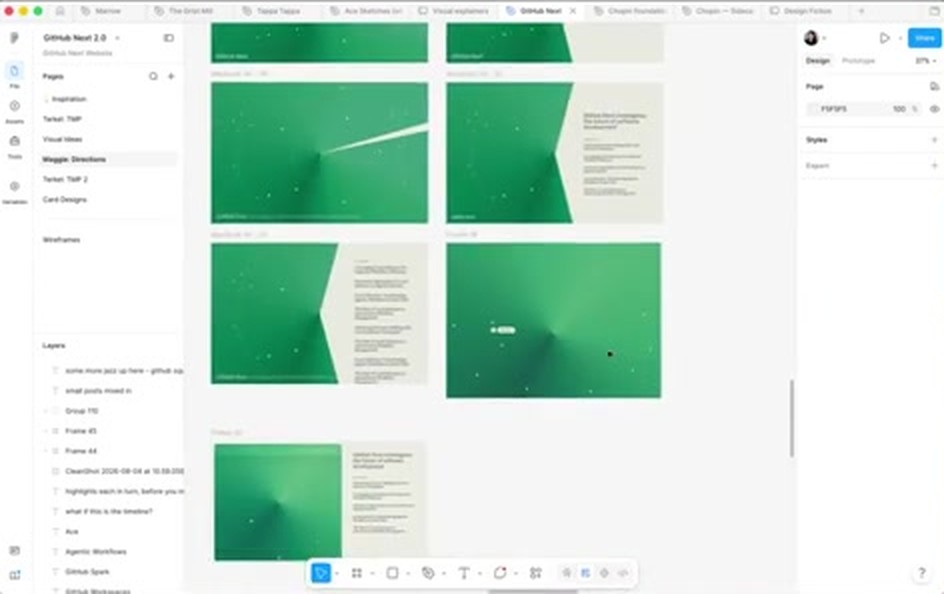 Figma 文件 GitHub Next 2.0 里同一星座主视觉的多版静态稿