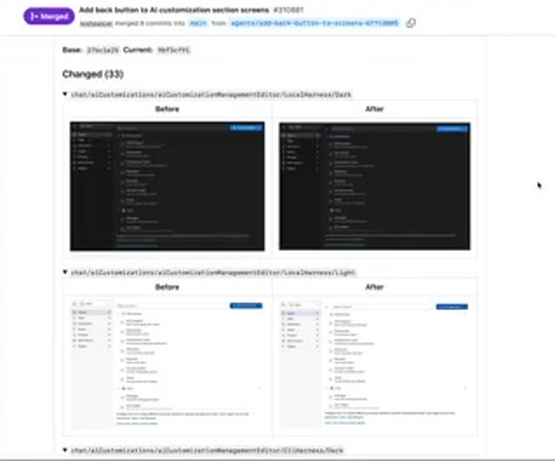 GitHub PR 页面里的组件截图前后对比