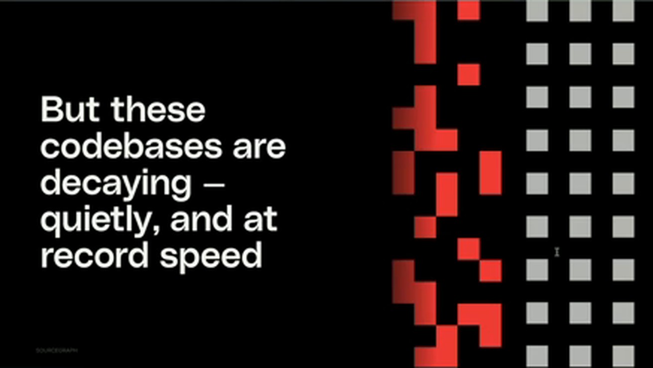 幻灯片大字：But these codebases are decaying – quietly, and at record speed