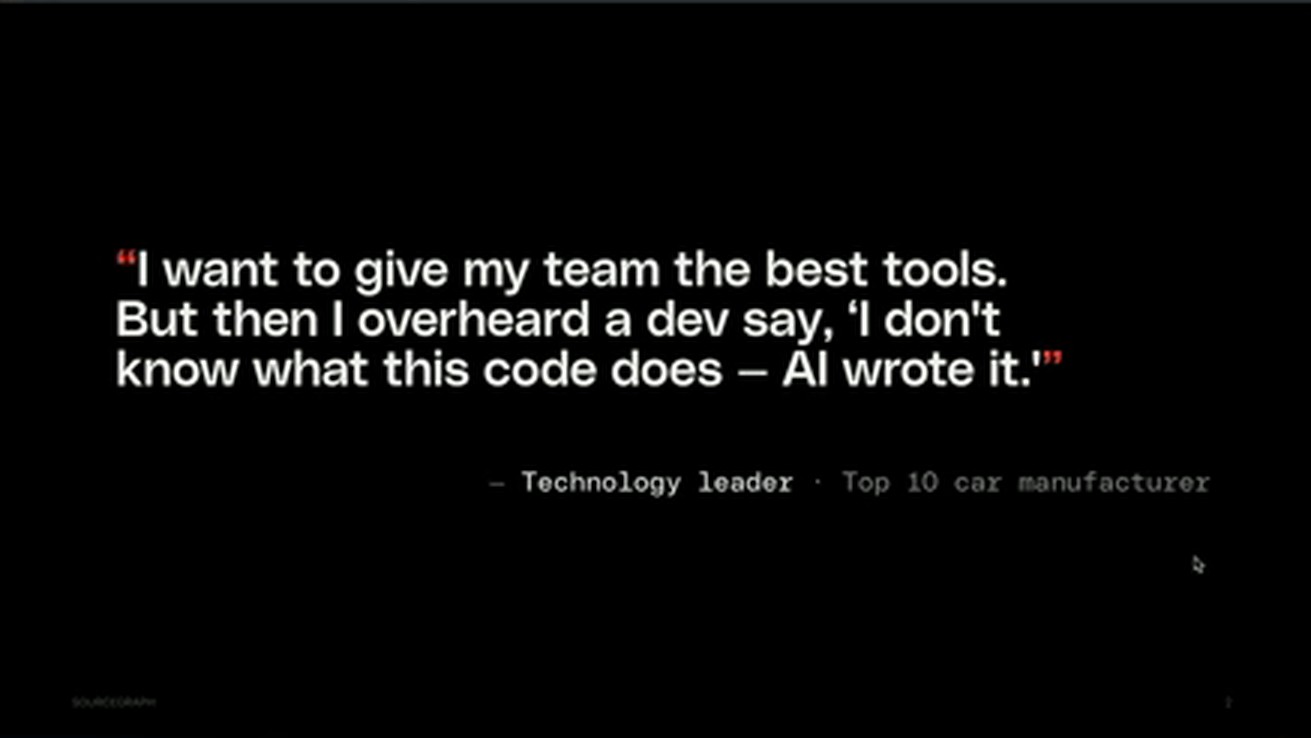 引语页：一位车企技术负责人转述开发者的话——I don't know what this code does, AI wrote it