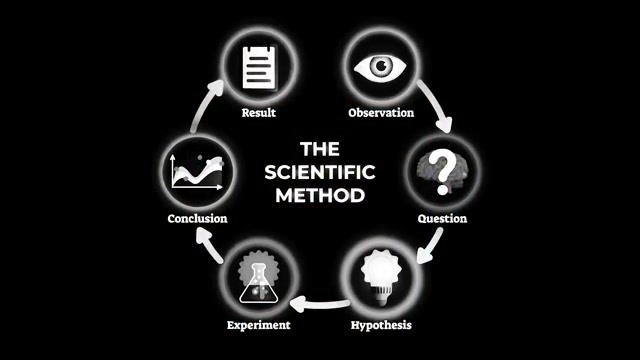科学方法的闭环：观察→提问→假设→实验→结论→结果再回到观察——Don 务实进路的内核，再漂亮的大想法（弦论、时空涌现）也必须落到这个环里、接受可检验的测量，否则
