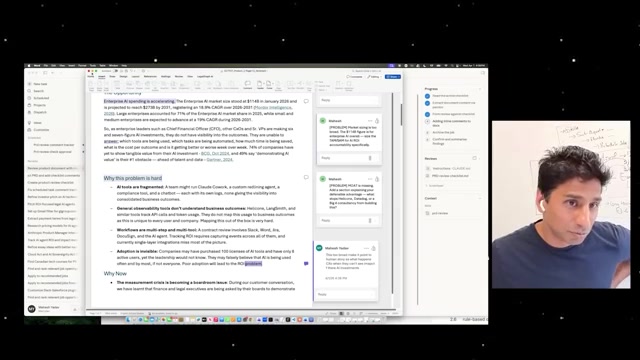 Cowork 里真实跑的 PRD review：中间是一份上线产品的 two-pager（
